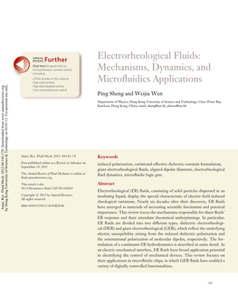 Electrorheological Fluids: Mechanisms, Dynamics, and Microﬂuidics Applications