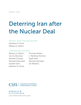 Deterring Iran After the Nuclear Deal