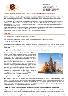 Explore Russia by Imperial Luxury Train: a Journey from Moscow to Vladivostok Itinerary