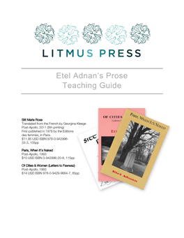Etel Adnan's Prose Teaching Guide