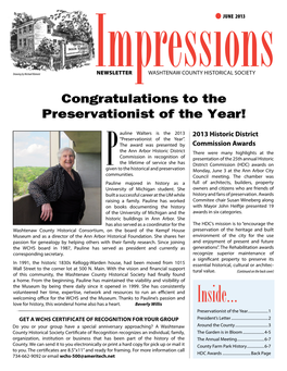 Inside...Preservationist of the Year