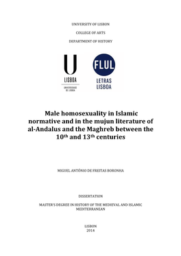 Male Homosexuality in Islamic Normative and in the Mujun Literature of Al-Andalus and the Maghreb Between the 10Th and 13Th Centuries