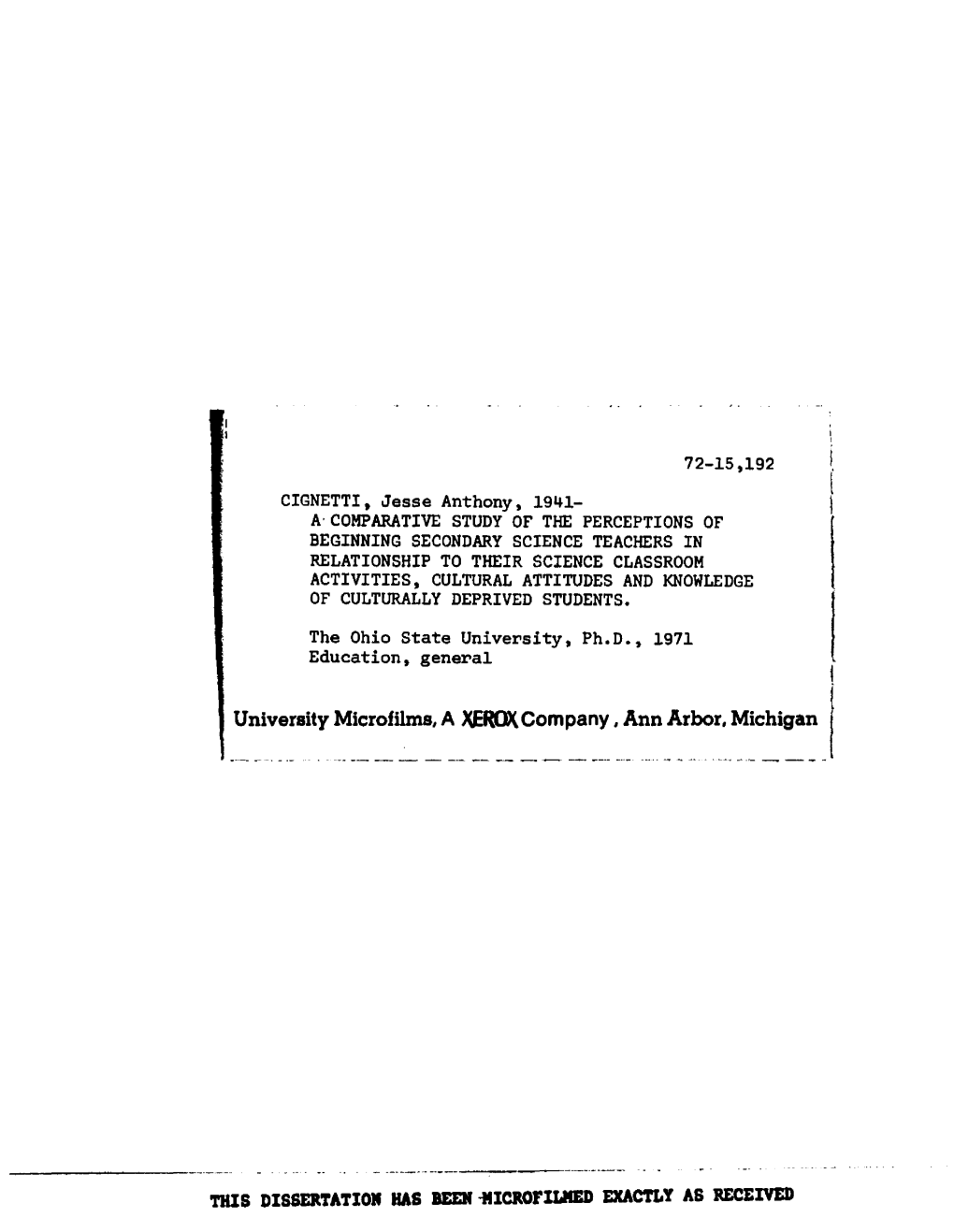 University Microfilms, a XEROX Company, Ann Arbor, Michigan