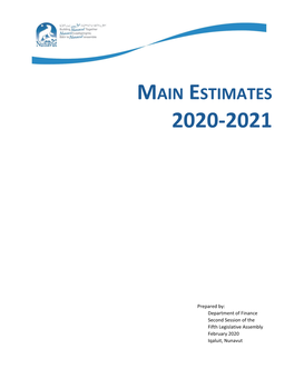 The 2020‐2021 Main Estimates, Budget Address, and the 2020‐2023 Business Plans Are Available Electronically at Our Website