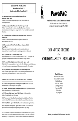 2018 Voting Record California State Legislature
