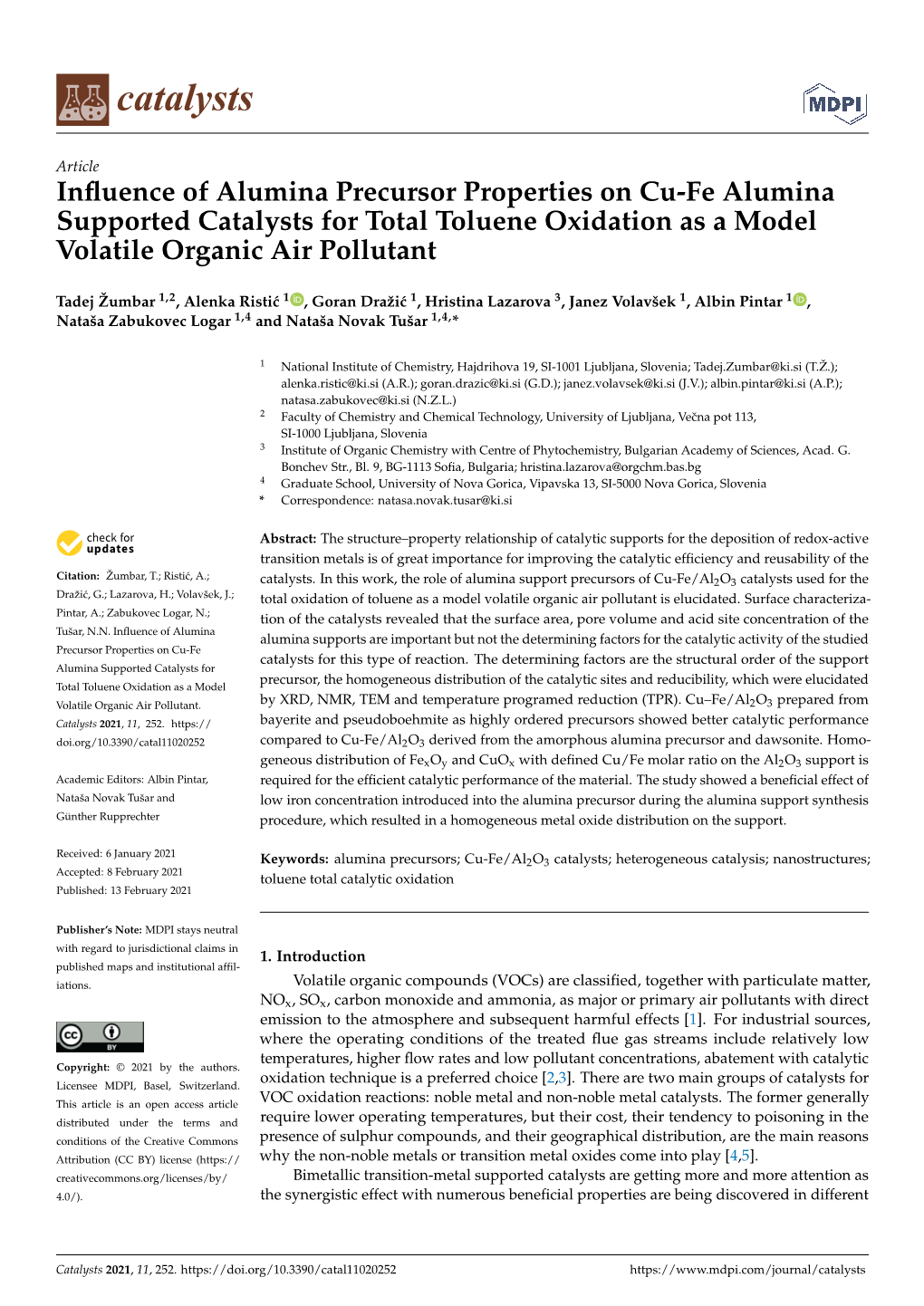 Influence of Alumina Precursor Properties on Cu-Fe Alumina