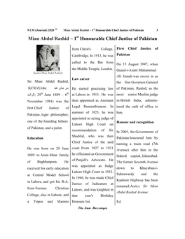 Mian Abdul Rashid – 1St Honourable Chief Justice of Pakistan 3
