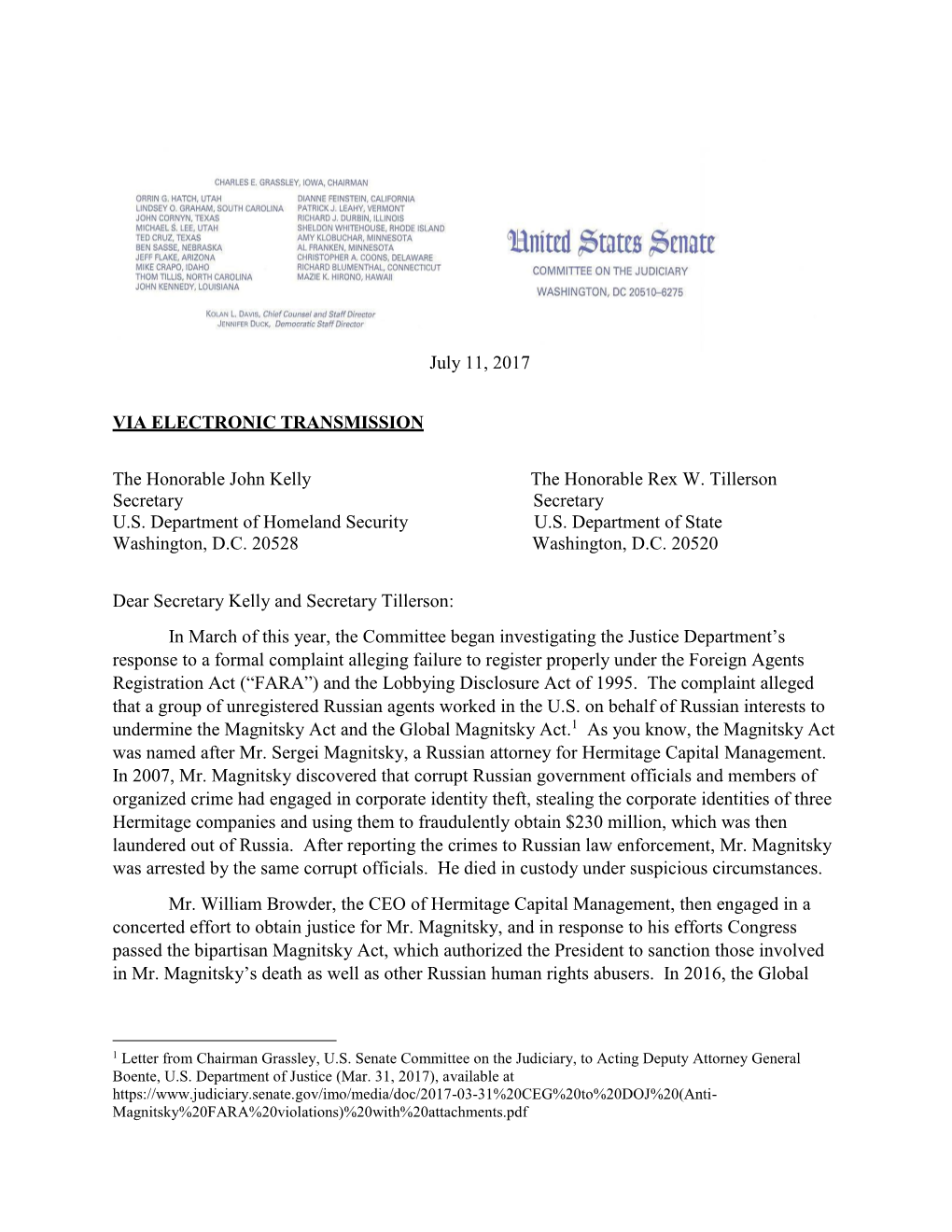 Letter from Chairman Grassley, U.S