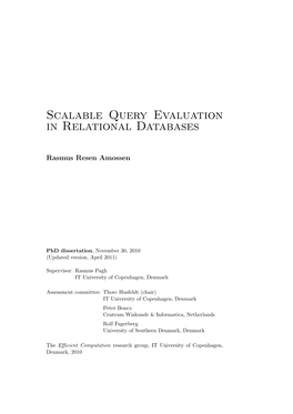 Scalable Query Evaluation in Relational Databases