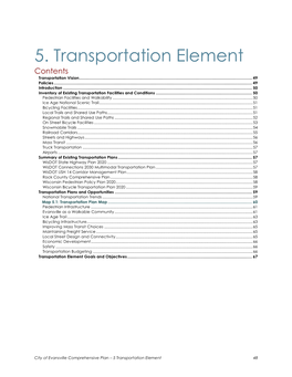5. Transportation Element Contents Transportation Vision