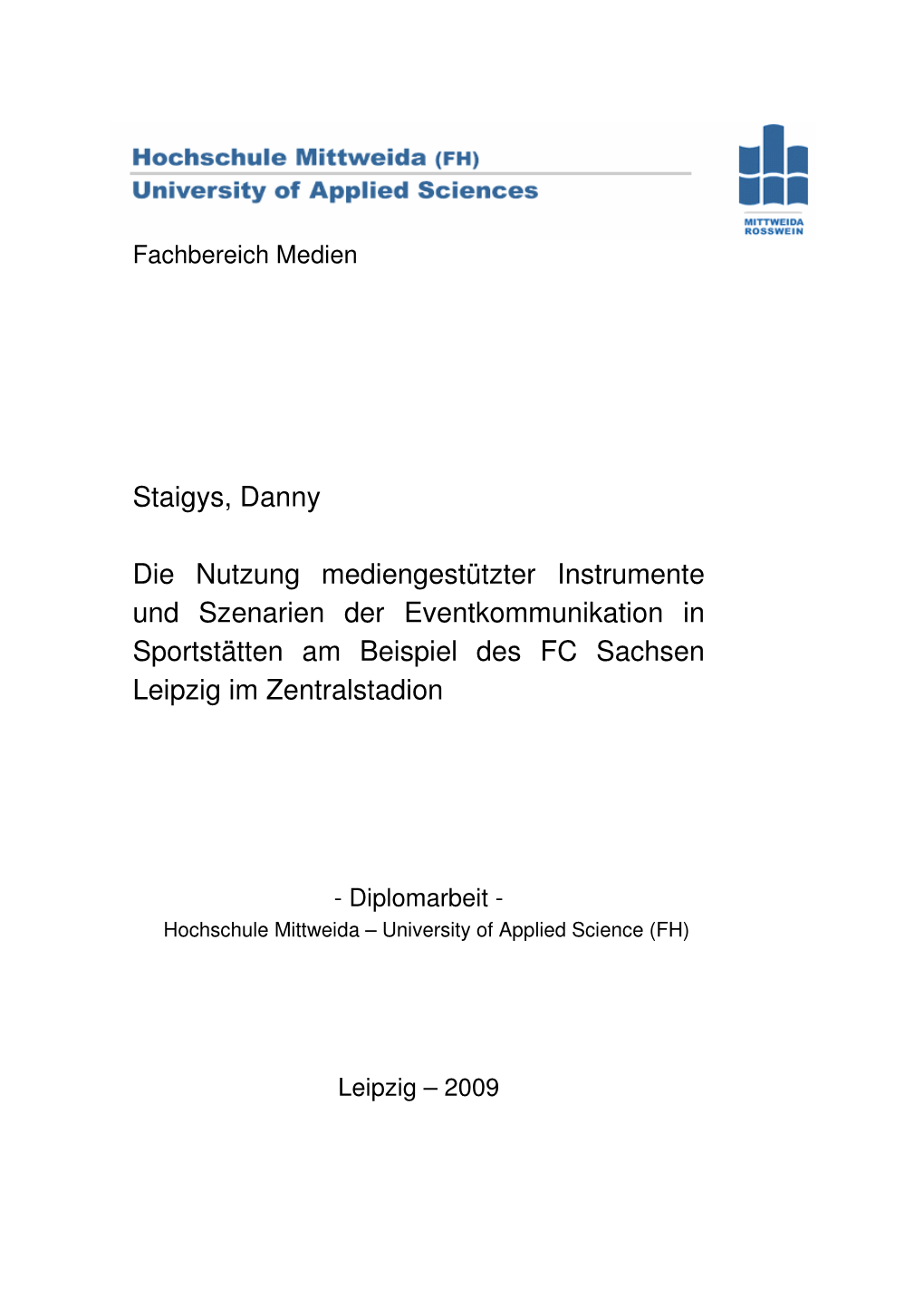 Diplomarbeit - Hochschule Mittweida – University of Applied Science (FH)