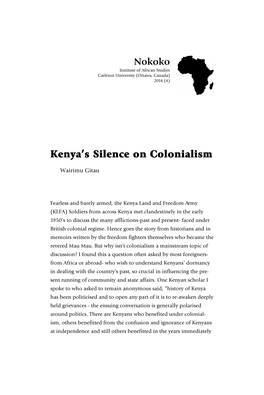 Kenya's Silence on Colonialism