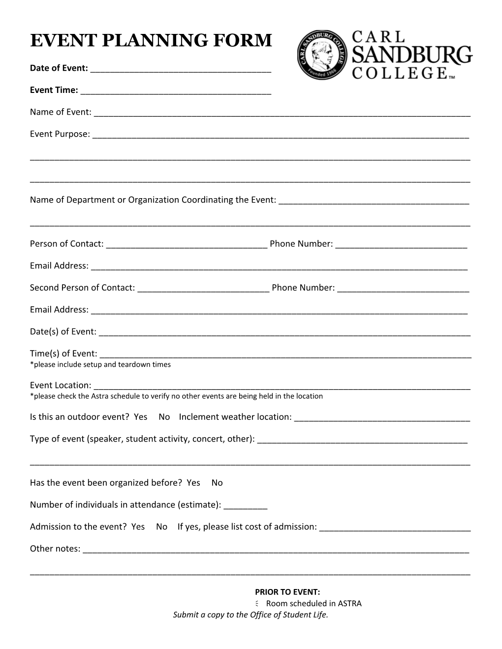 Event Planning Form