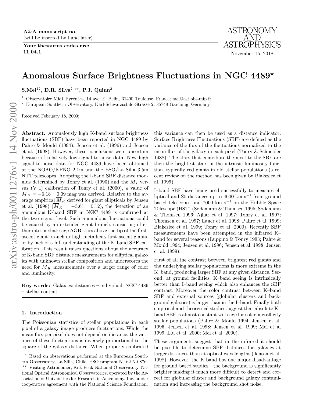 Anomalous Surface Brightness Fluctuations in NGC 4489