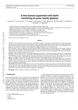 A Time Domain Experiment with Swift: Monitoring of Seven Nearby Galaxies I