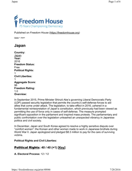 Freedom in the World 2016 Japan