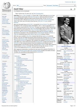 Adolf Hitler from Wikipedia, the Free Encyclopedia