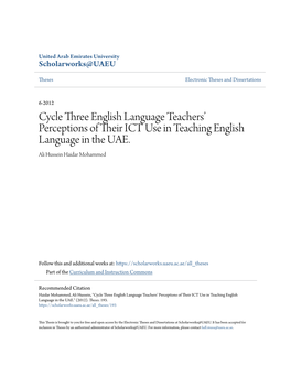 Cycle Three English Language Teachers' Perceptions of Their Ict Use in Teaching English Language in the Uae