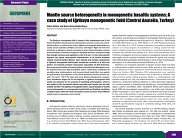 A Case Study of Eg˘Rikuyu Monogenetic Field (Central Anatolia, Turkey) GEOSPHERE, V