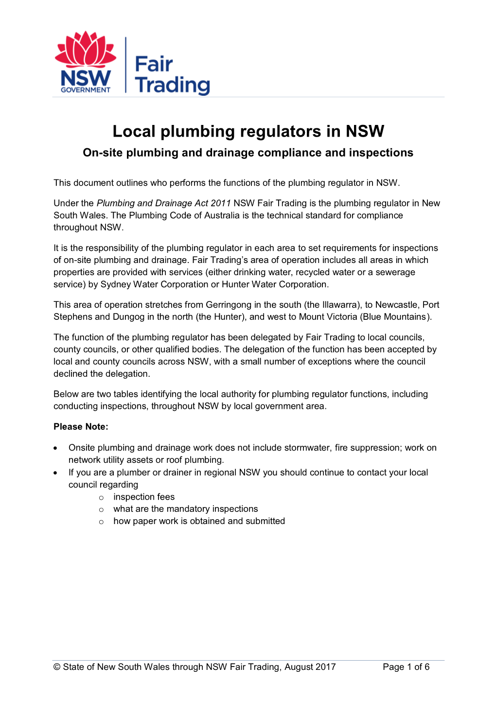 Local Plumbing Regulators in NSW On-Site Plumbing and Drainage Compliance and Inspections