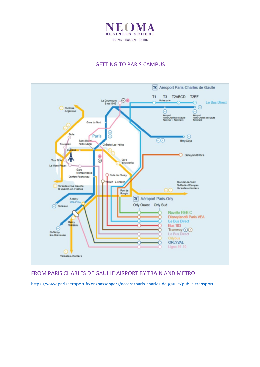 Getting to Paris Campus from Paris Charles De Gaulle Airport by Train