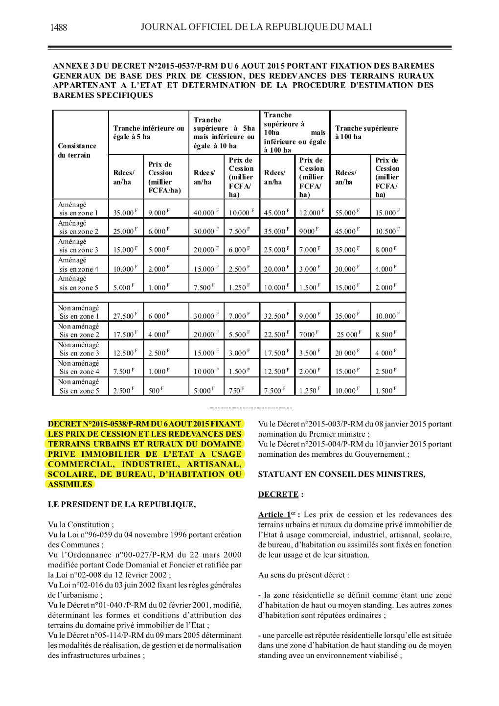 Journal Officiel De La Republique Du Mali 1488