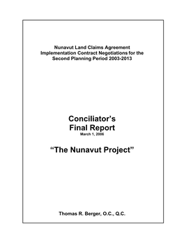 Nunavut Land Claims Agreement Implementation Contract Negotiations for the Second Planning Period 2003-2013