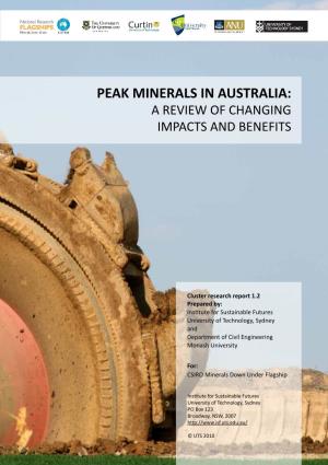 Peak Minerals in Australia: a Review of Changing Impacts and Benefits