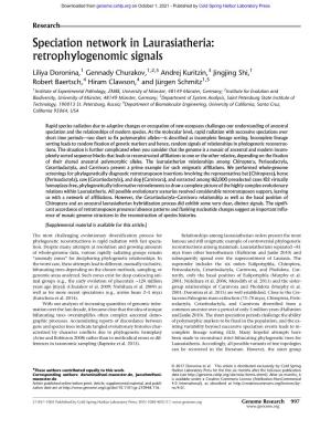 Speciation Network in Laurasiatheria: Retrophylogenomic Signals