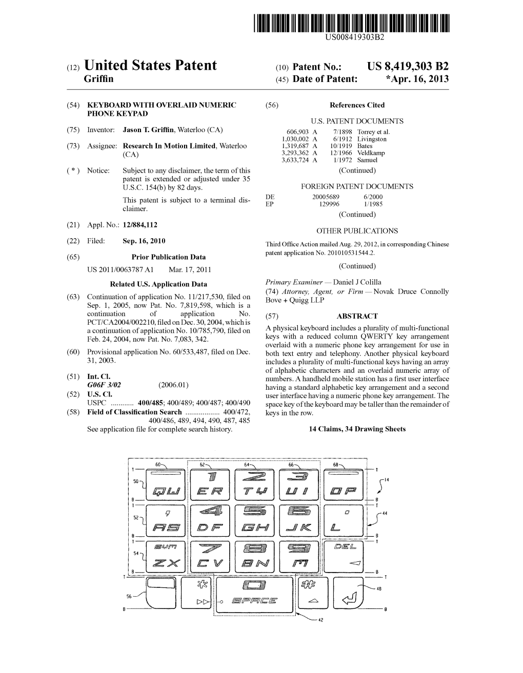 (12) United States Patent (10) Patent No.: US 8.419,303 B2 Griffin (45) Date of Patent: *Apr