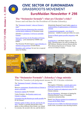 Euromaidan Newsletter # 298 CIVIC SECTOR of EUROMAIDAN