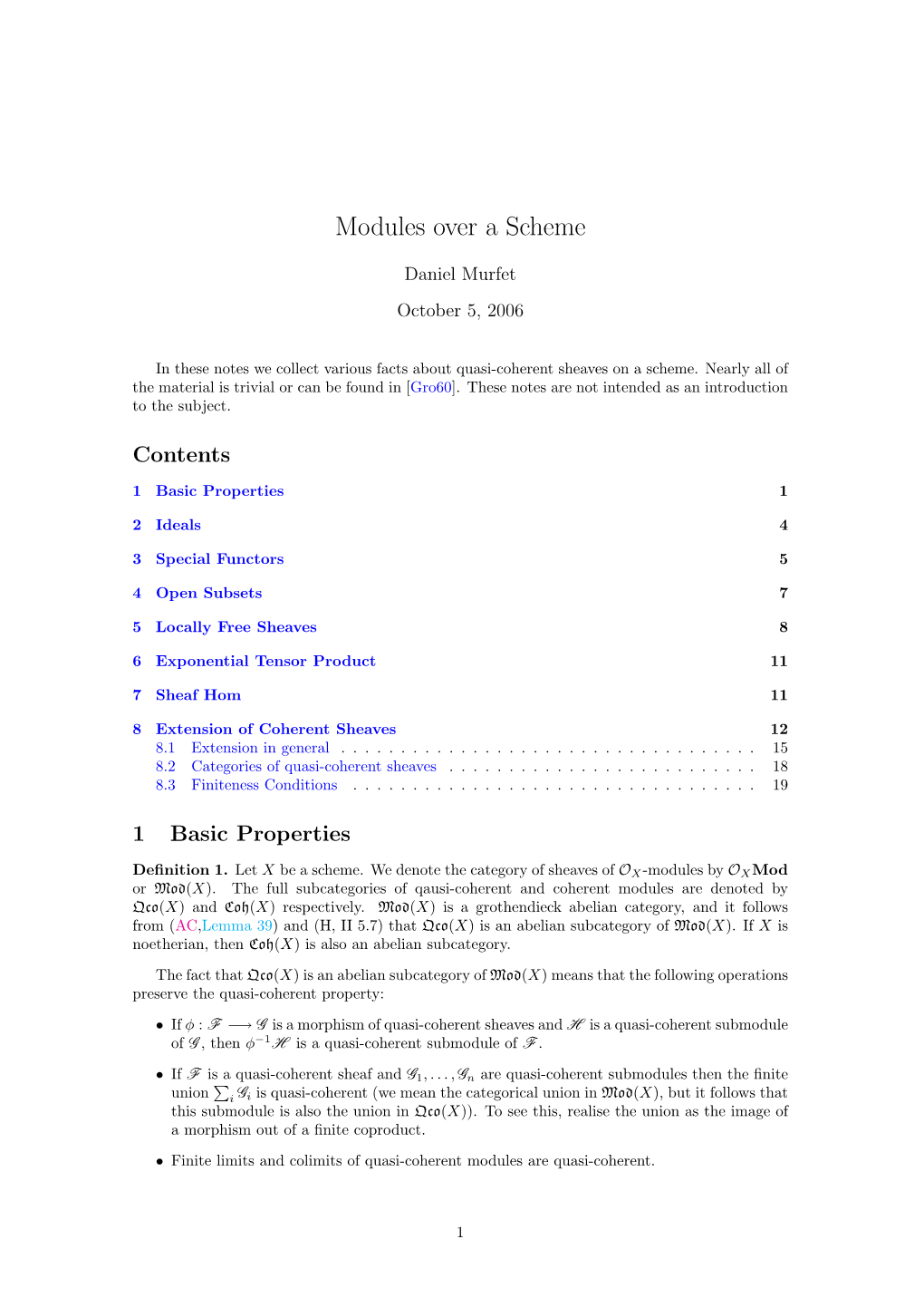 Modules Over a Scheme