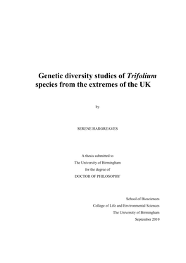 Genetic Diversity Studies of Trifolium Species from the Extremes of the UK