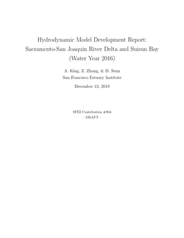 Hydrodynamic Model Development Report: Sacramento-San Joaquin River Delta and Suisun Bay (Water Year 2016)