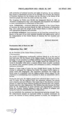 PROCLAMATION 5621—MAR. 20, 1987 101 STAT. 2091 Afghanistan