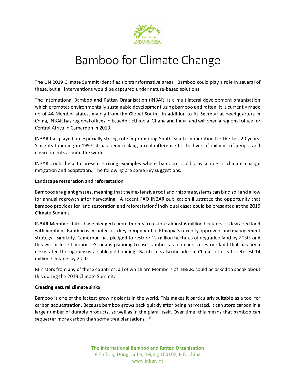 Bamboo for Climate Change