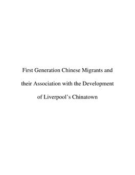 First Generation Chinese Migrants and Their Association with the Development