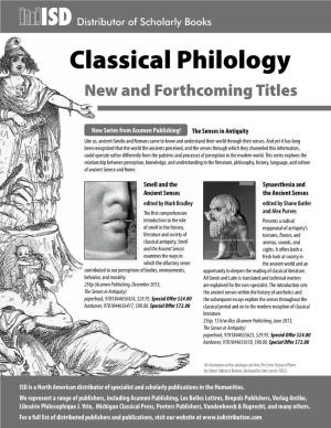 Classical Philology New and Forthcoming Titles