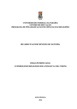 Universidade Federal Da Paraíba Centro De Educação Programa De Pós-Graduação Em Ciências Das Religiões