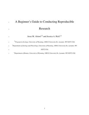 A Beginner's Guide to Conducting Reproducible Research