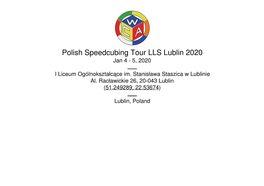 Polish Speedcubing Tour LLS Lublin 2020 Jan 4 - 5, 2020