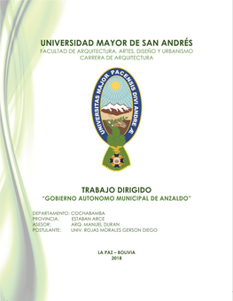 Universidad Mayor De San Andrés Facultad De Arquitectura, Artes, Diseño Y Urbanismo Carrera De Arquitectura