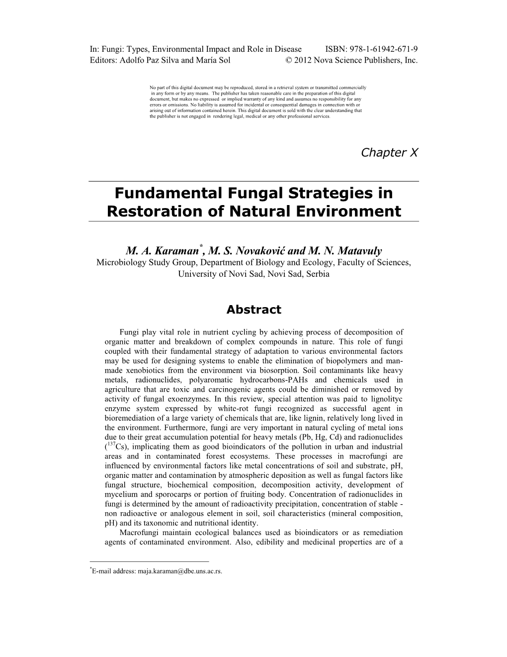 Fundamental Fungal Strategies in Restoration of Natural Environment