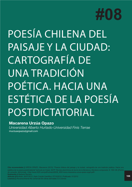 Poesía Chilena Del Paisaje Y La Ciudad: Cartografía De Una Tradición Poética