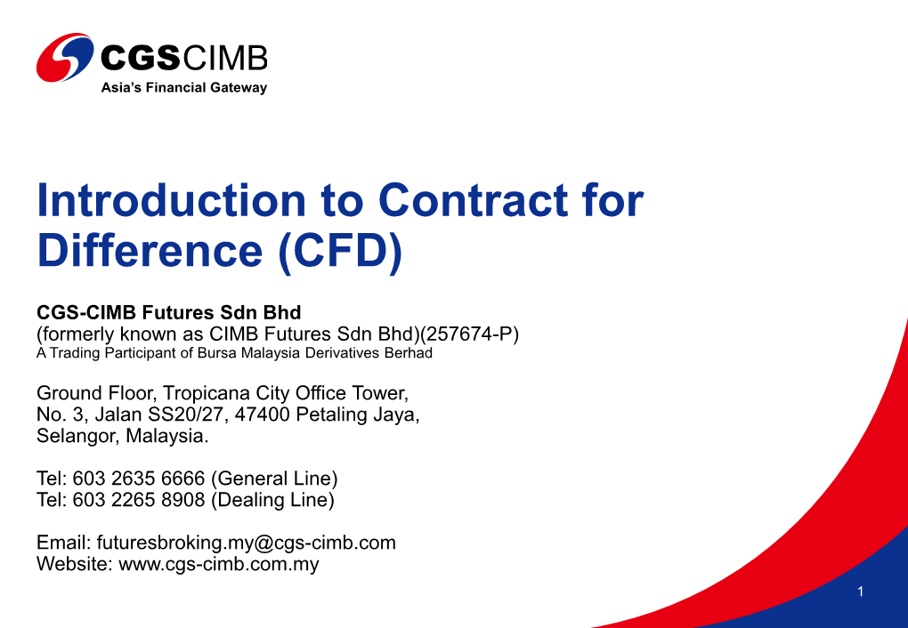 Introduction to Contract for Difference (CFD)