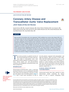 Coronary Artery Disease and Transcatheter Aortic Valve Replacement JACC State-Of-The-Art Review