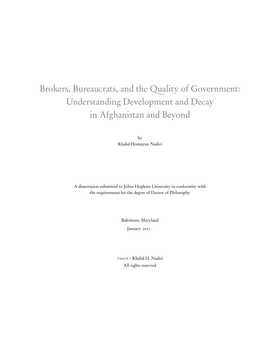 Brokers, Bureaucrats, and the Quality of Government: Understanding Development and Decay in Afghanistan and Beyond