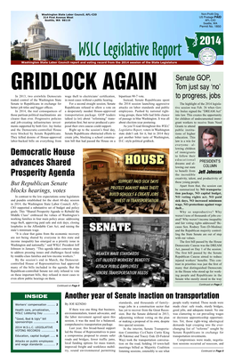 WSLC Legislative Report Washington State Labor Council Report and Voting Record from the 2014 Session of the State Legislature