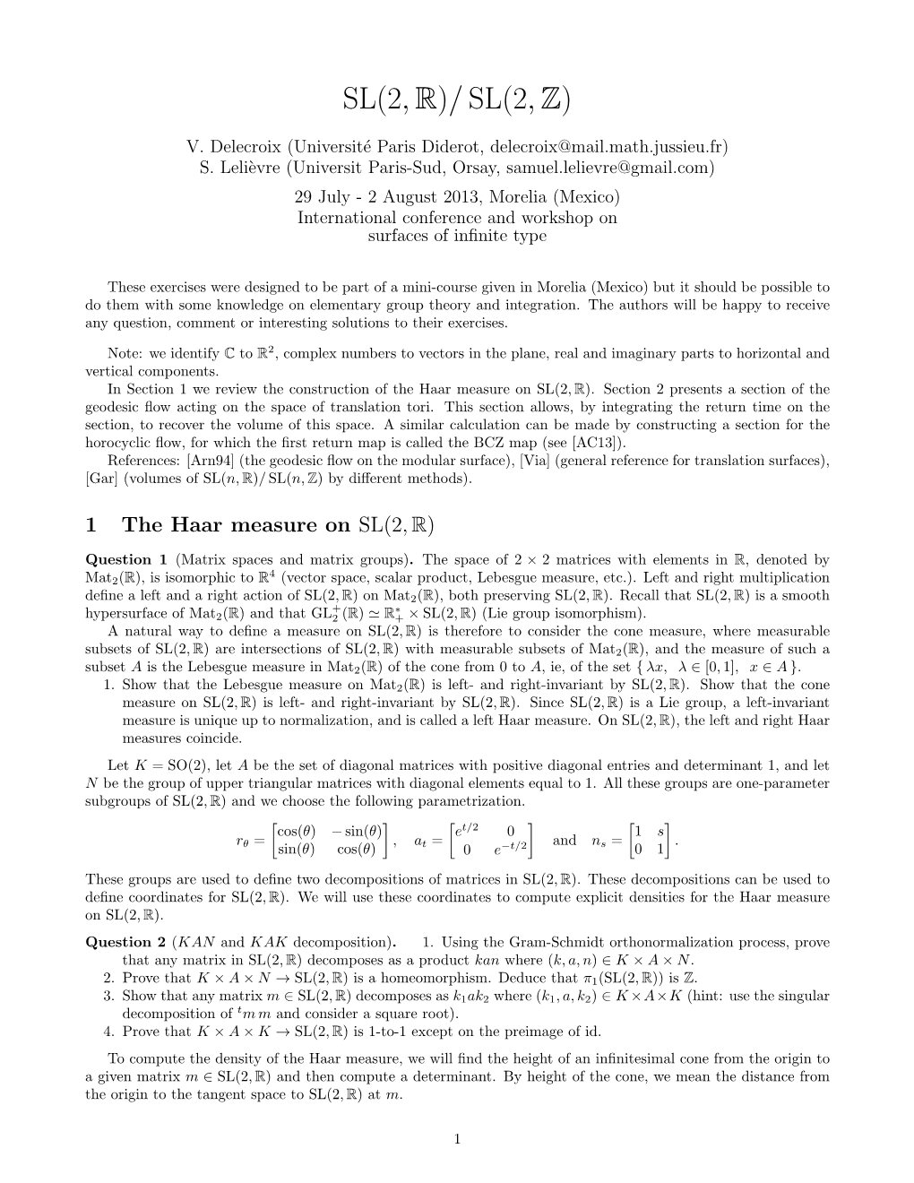 Sl(2,R)/Sl(2,Z)