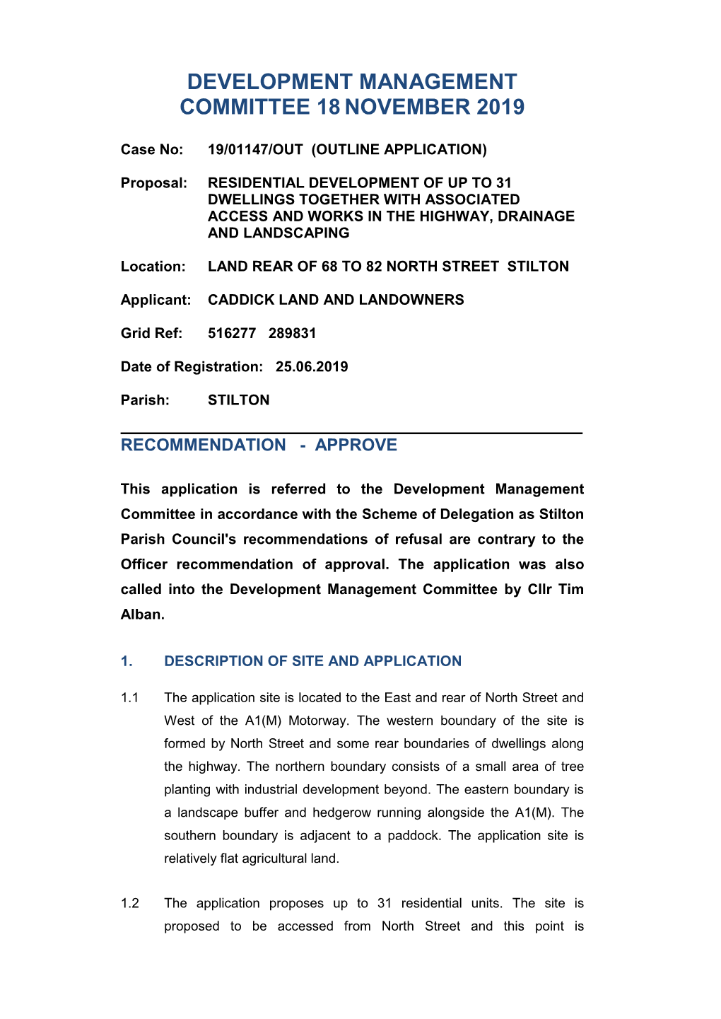 Development Management Committee 18November 2019